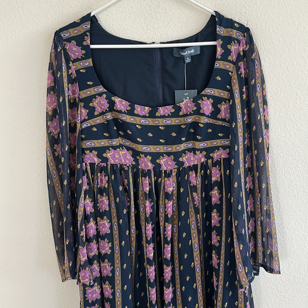Modcloth Navy and Purple Floral Mini Dress - Picture 3 of 9